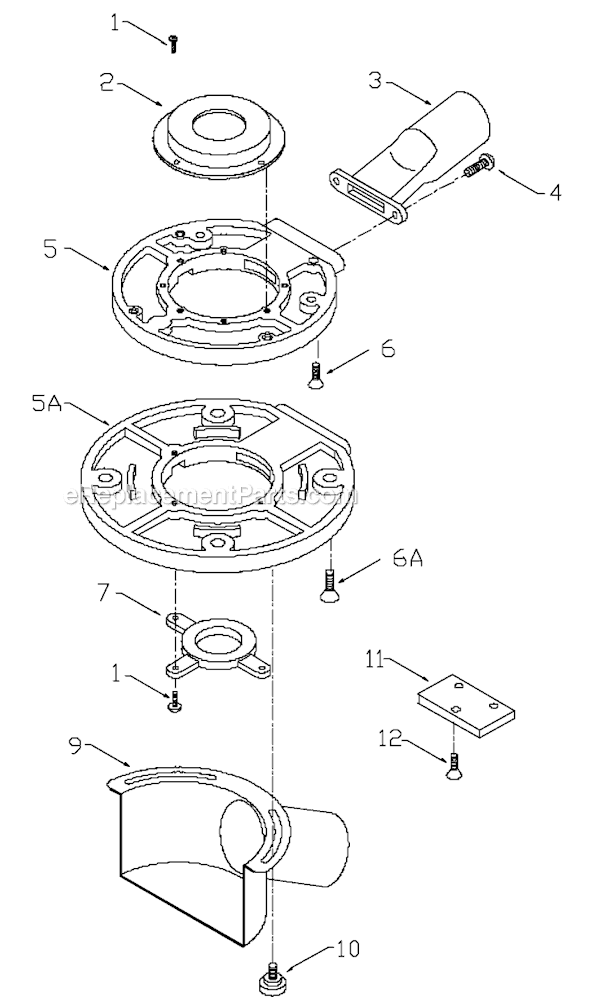 Page A Diagram and Parts List for 39690 Type 1 Porter Cable Router